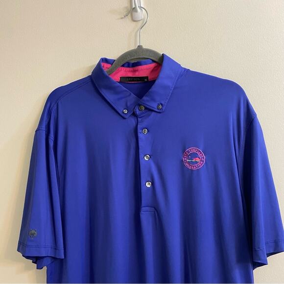 Greyson Natchez Polo Shirt Mens XL Relaxed Blue Pink Collared Golf Casual Top - Picture 2 of 15